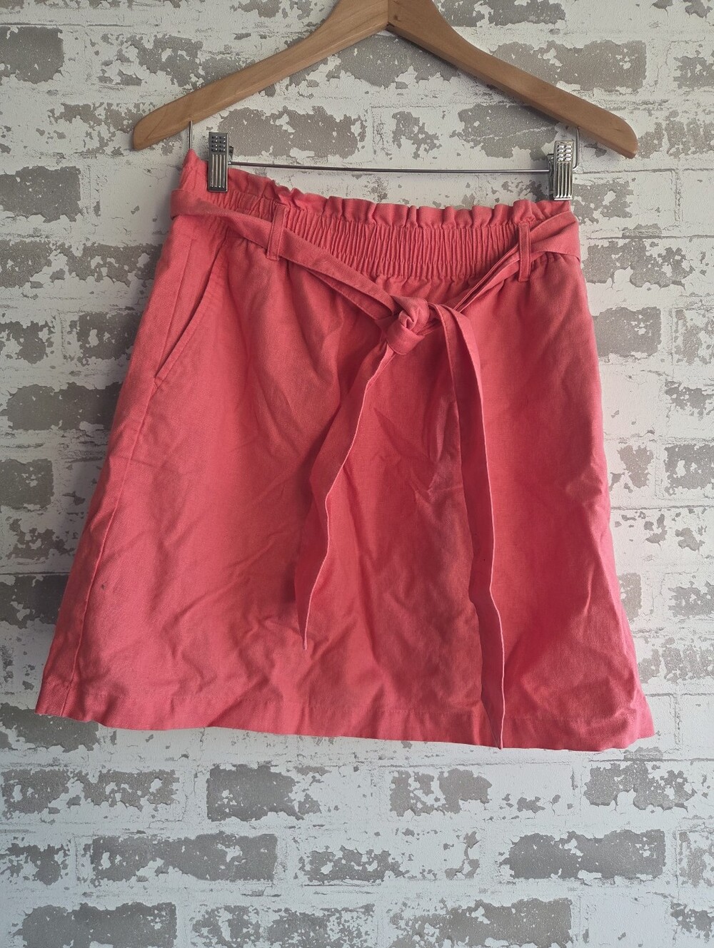 J.Crew Re-Imagined Linen Cotton Paperbag Mini Skirt Pink S
